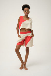 Red Popeye Top in handwoven Dobby Cotton by White Canvas - Image 1