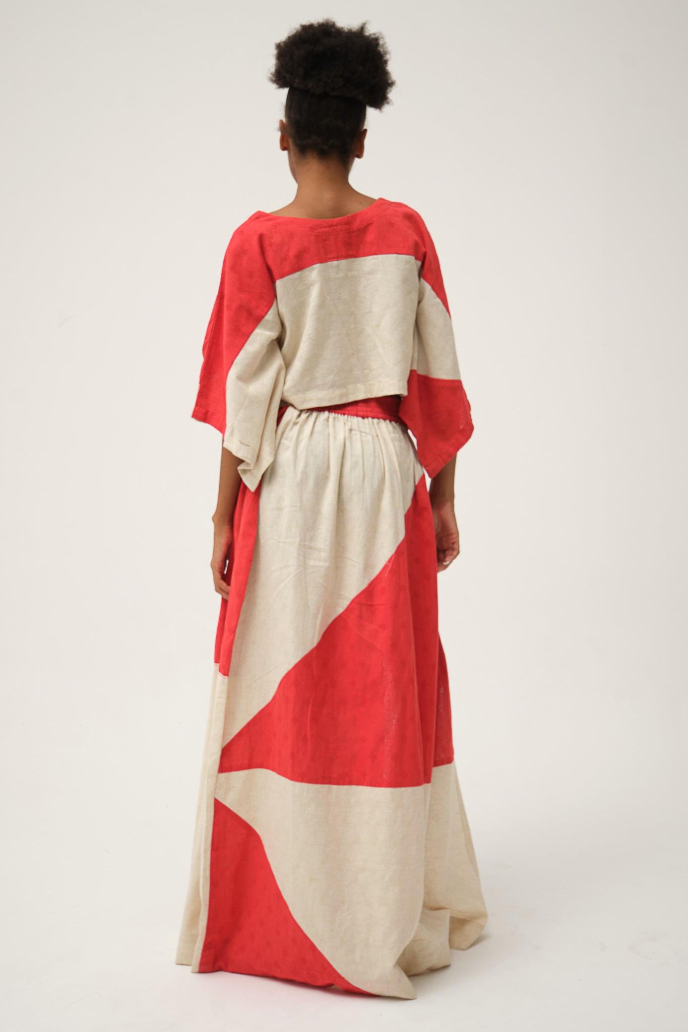 Red Simpson Set in handwoven Dobby Cotton by White Canvas - Image 3