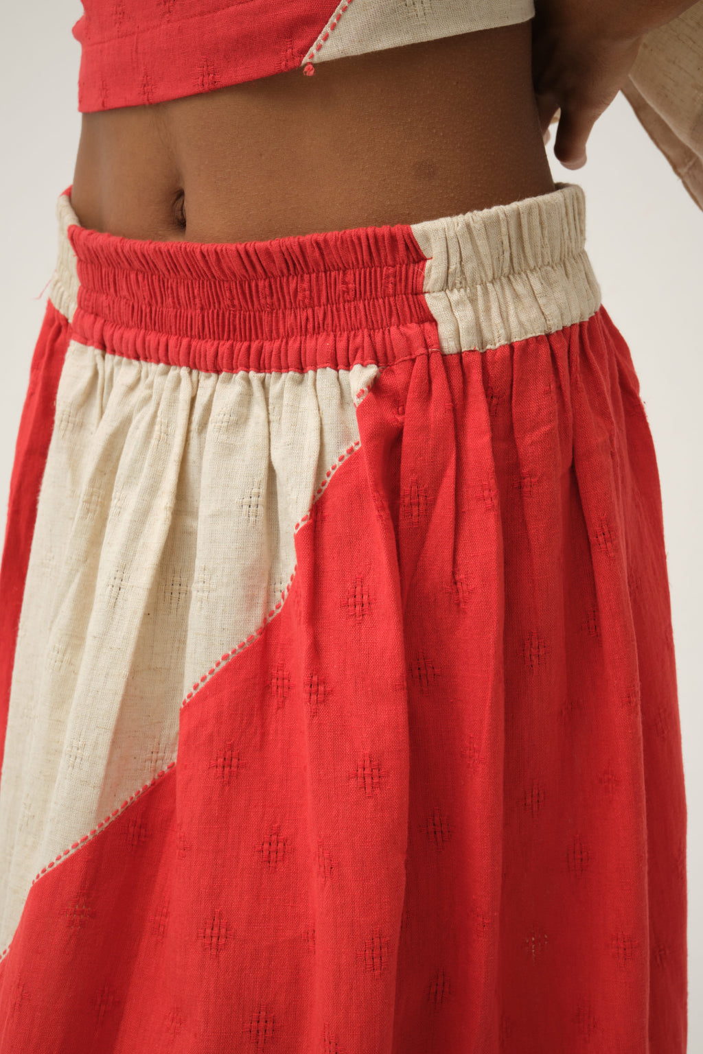 Red Simpson Set in handwoven Dobby Cotton by White Canvas - Image 6