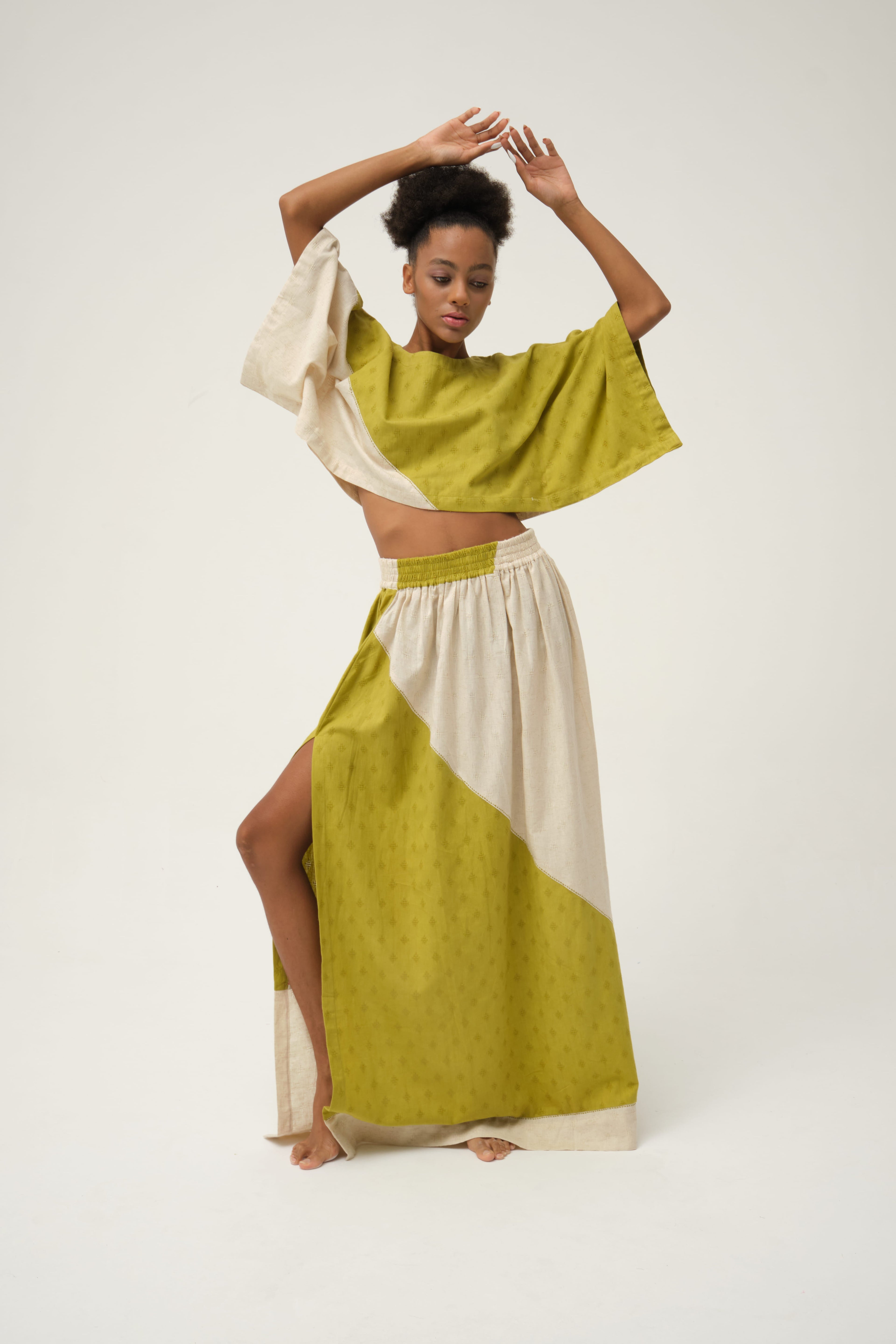 Green Simpson Top in handwoven Dobby Cotton by White Canvas - Image 2