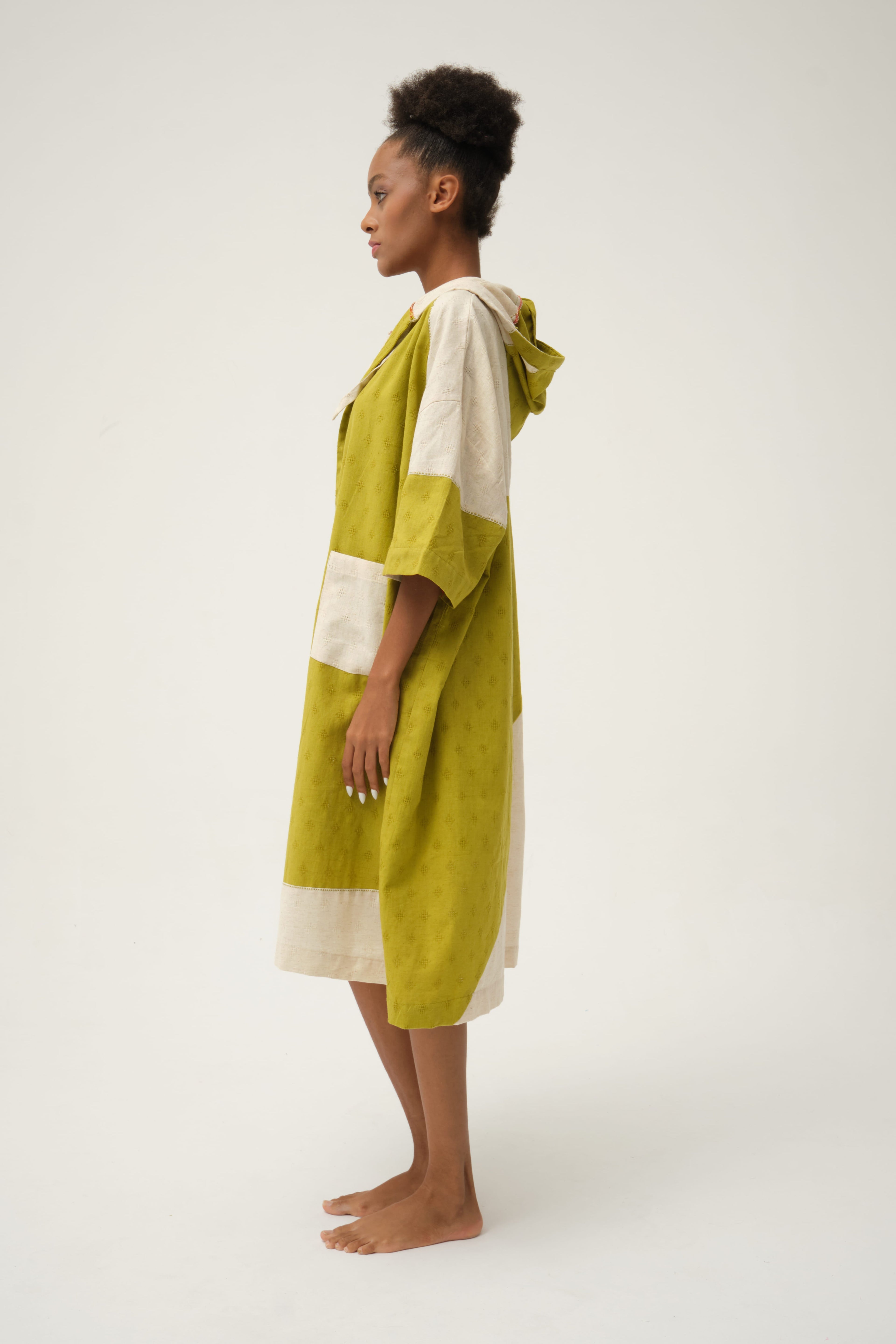 Green Tweety Jacket in handwoven Dobby Cotton by White Canvas - Image 2