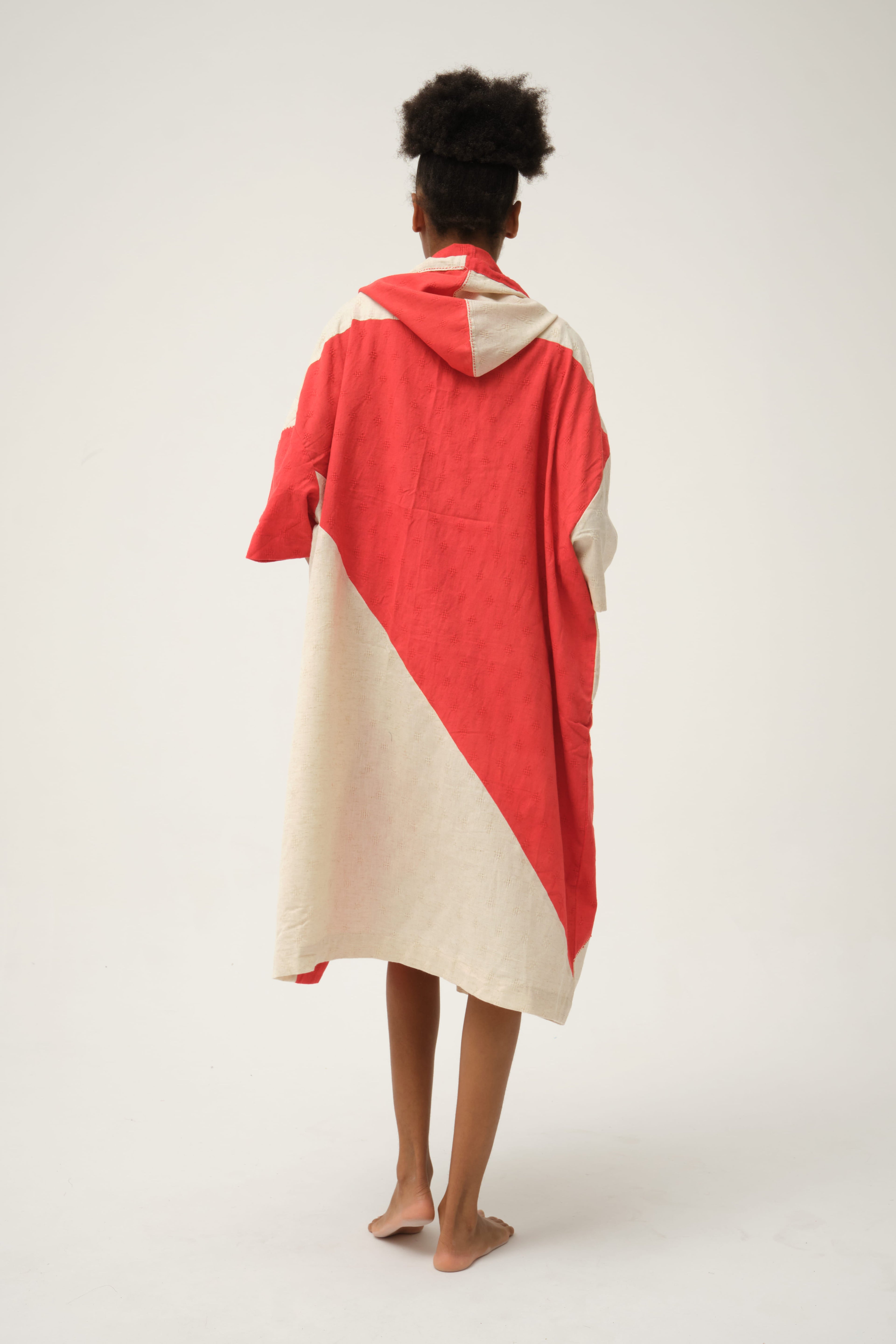 Red Tweety Jacket in handwoven Dobby Cotton by White Canvas - Image 2