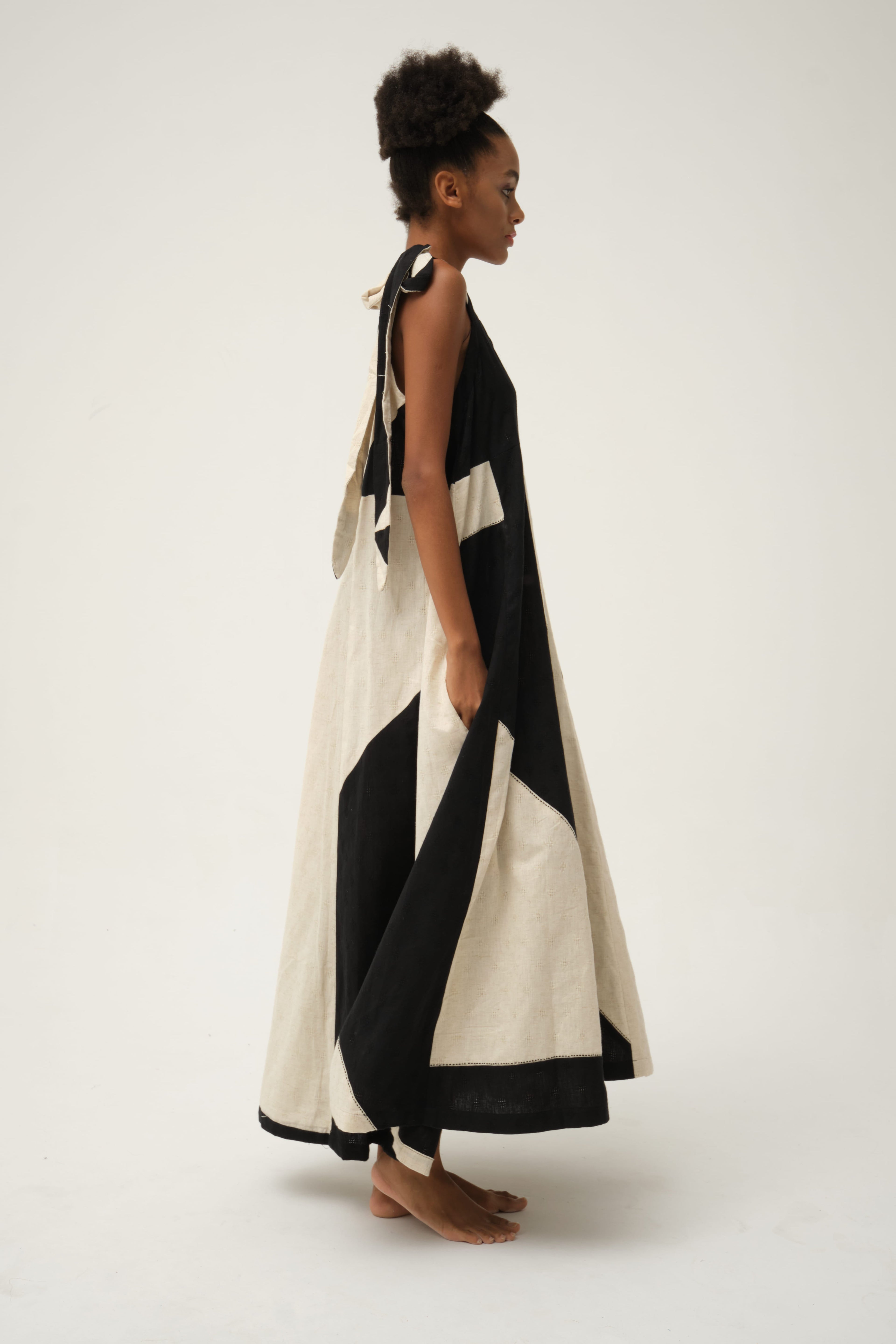 Black Winnie Dress in handwoven Dobby Cotton by White Canvas - Image 2