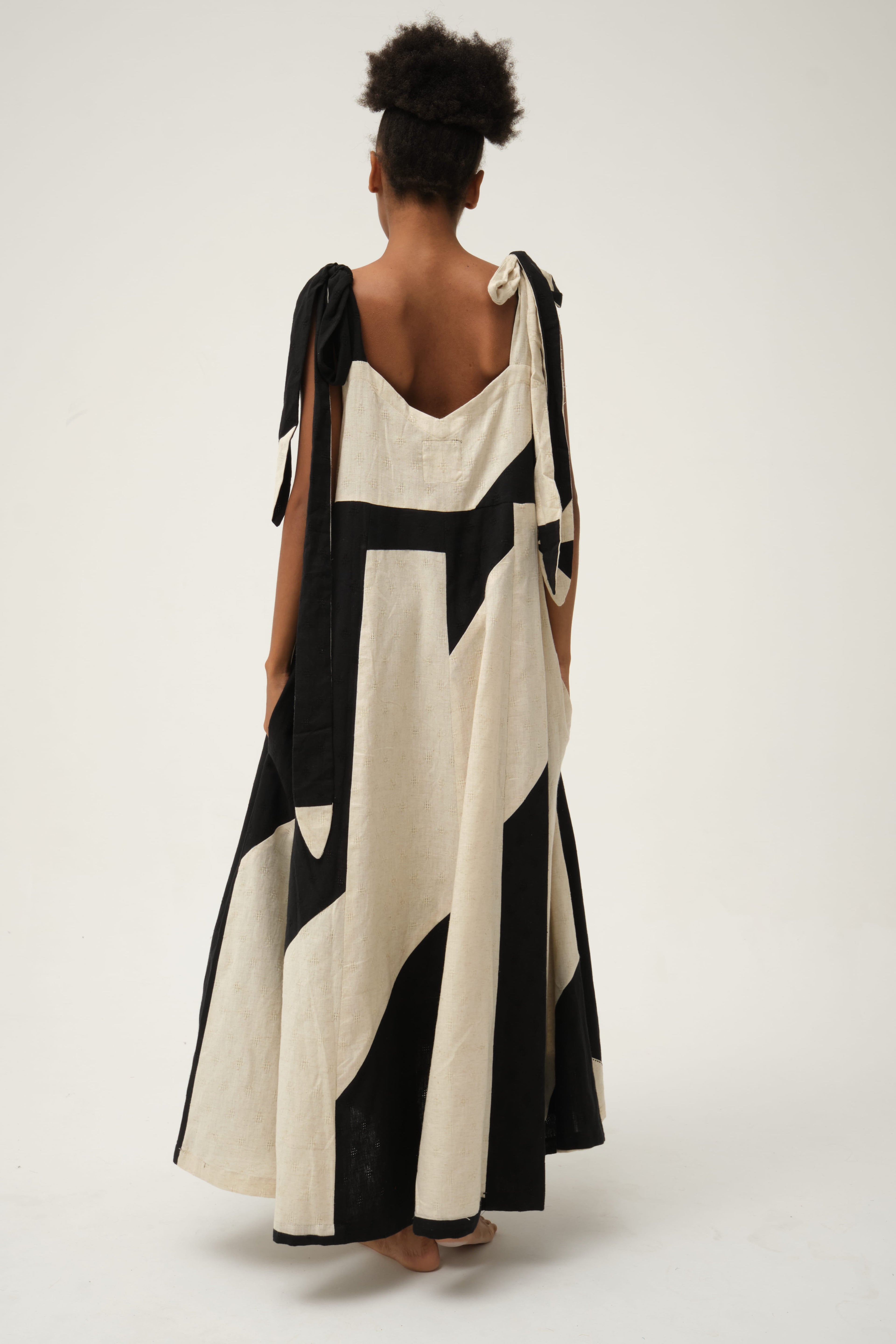 Black Winnie Dress in handwoven Dobby Cotton by White Canvas - Image 3