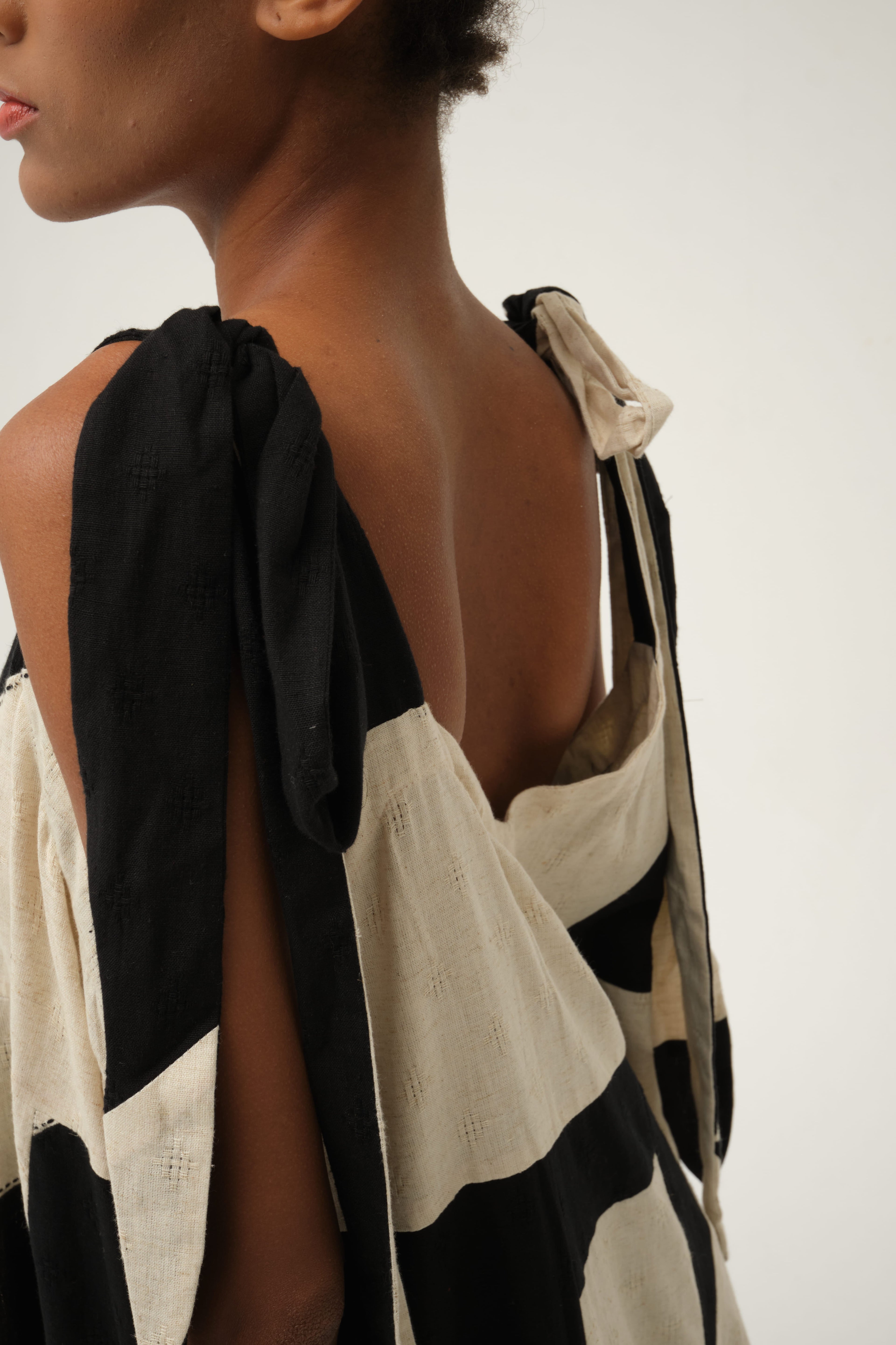 Black Winnie Dress in handwoven Dobby Cotton by White Canvas - Image 6