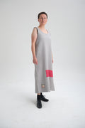 Minimalist grey dress with a flattering silhouette, designed for comfort and versatility. Ethically made slow fashion piece