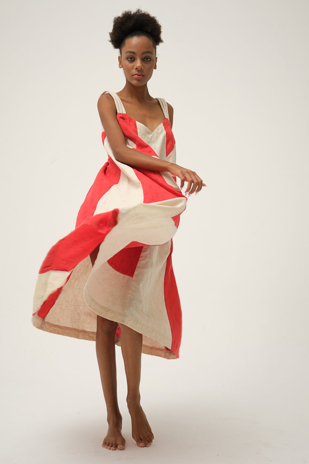 Red Hand-woven Organic Cotton CHARLIE DRESS