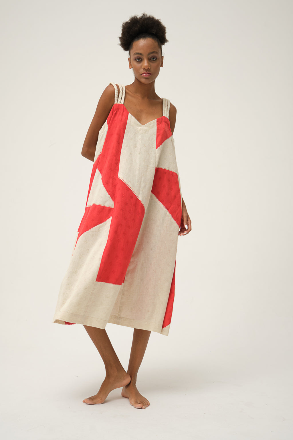 Red Hand-woven Organic Cotton CHARLIE DRESS