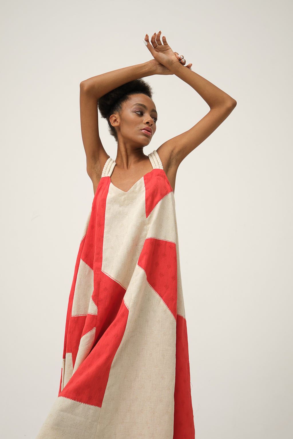 Red Hand-woven Organic Cotton CHARLIE DRESS