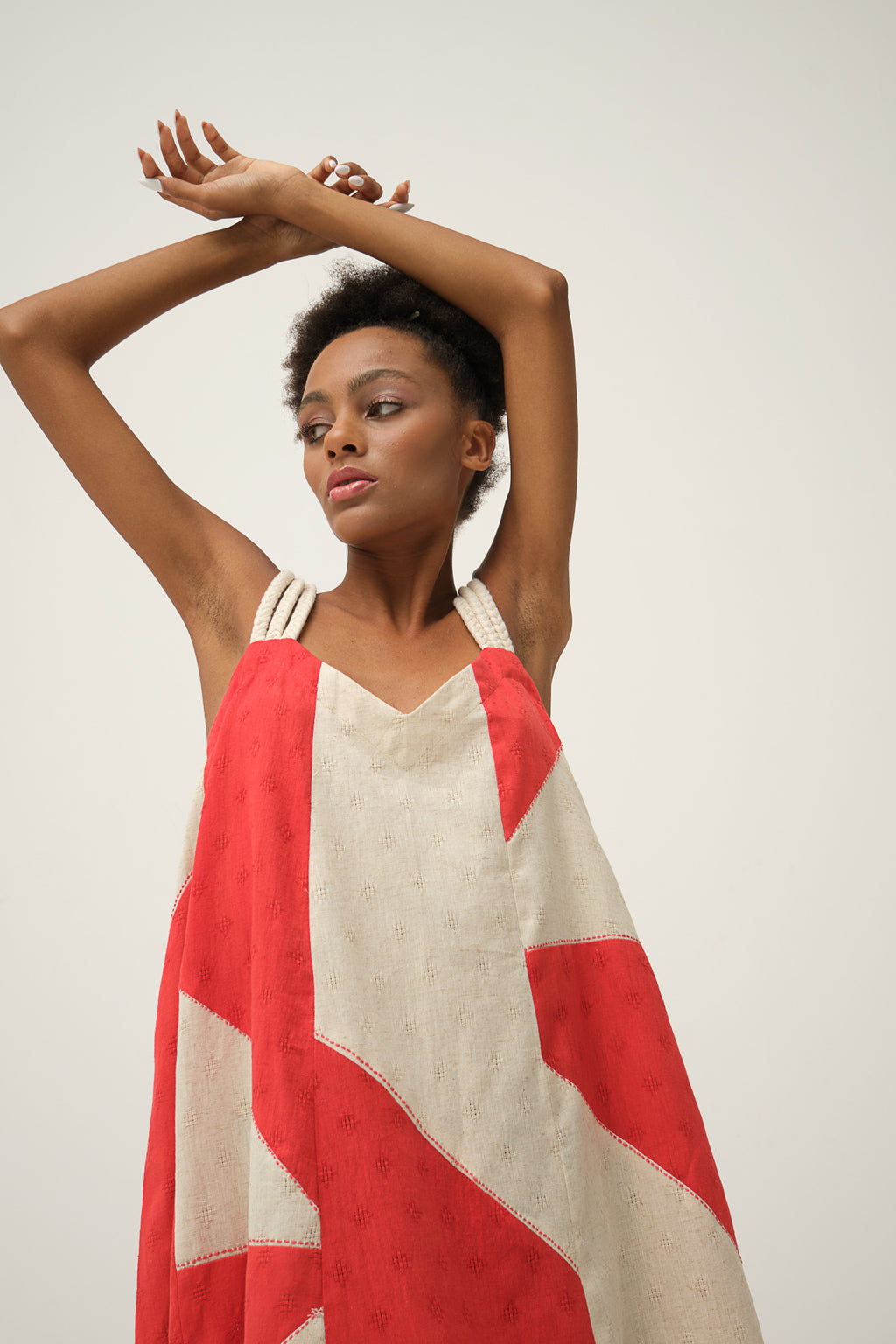 Red Hand-woven Organic Cotton CHARLIE DRESS