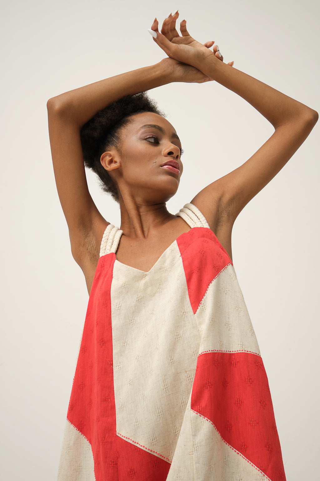 Red Hand-woven Organic Cotton CHARLIE DRESS