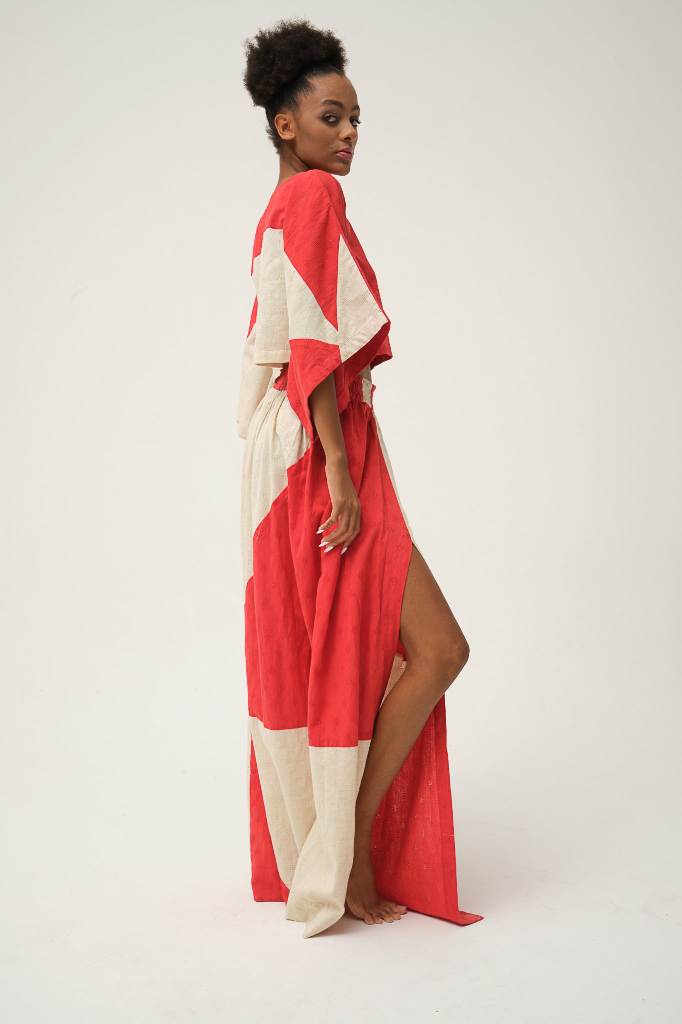 Red Hand-woven Organic Cotton Top and Skirt SIMPSON SET