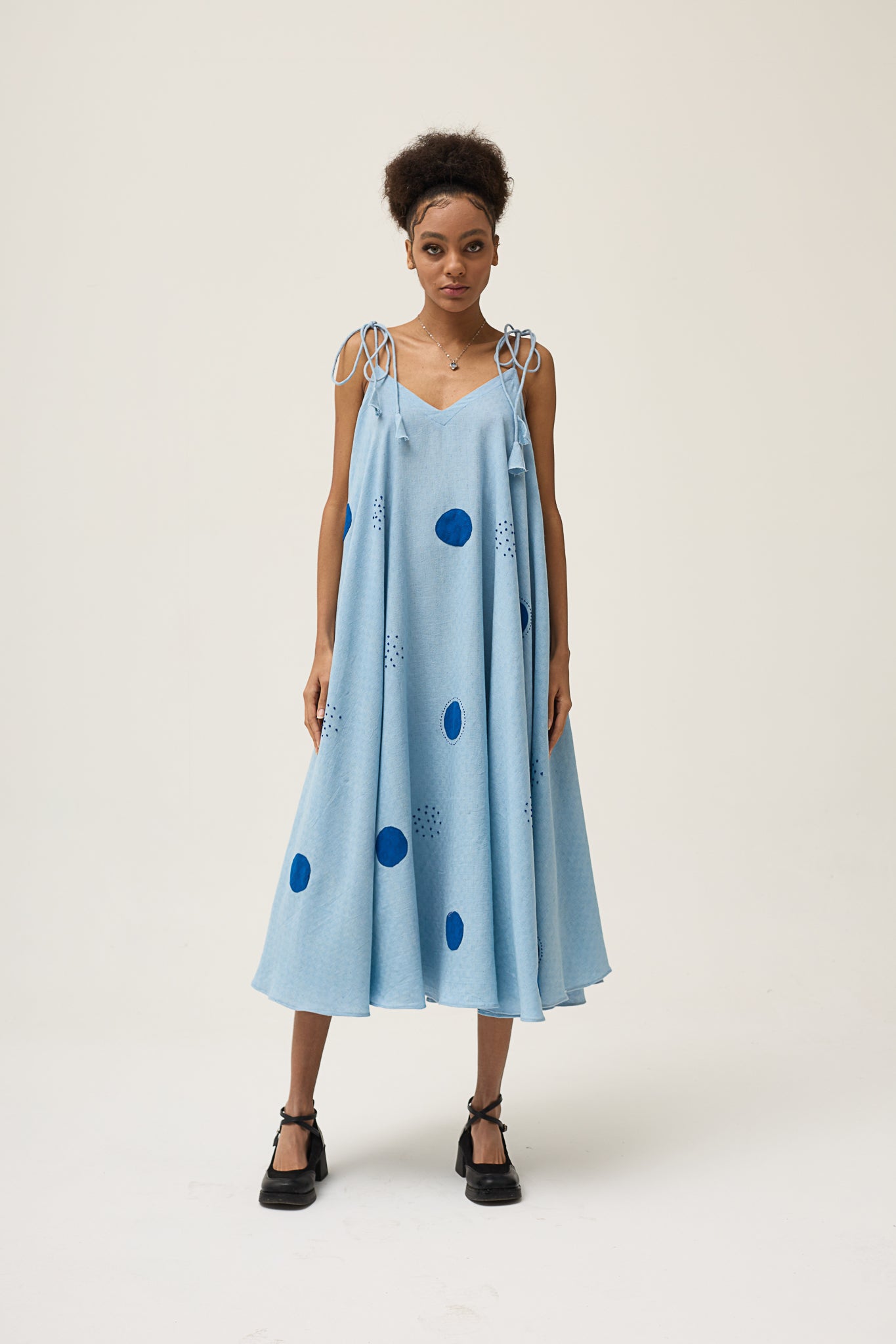 blue polka dress