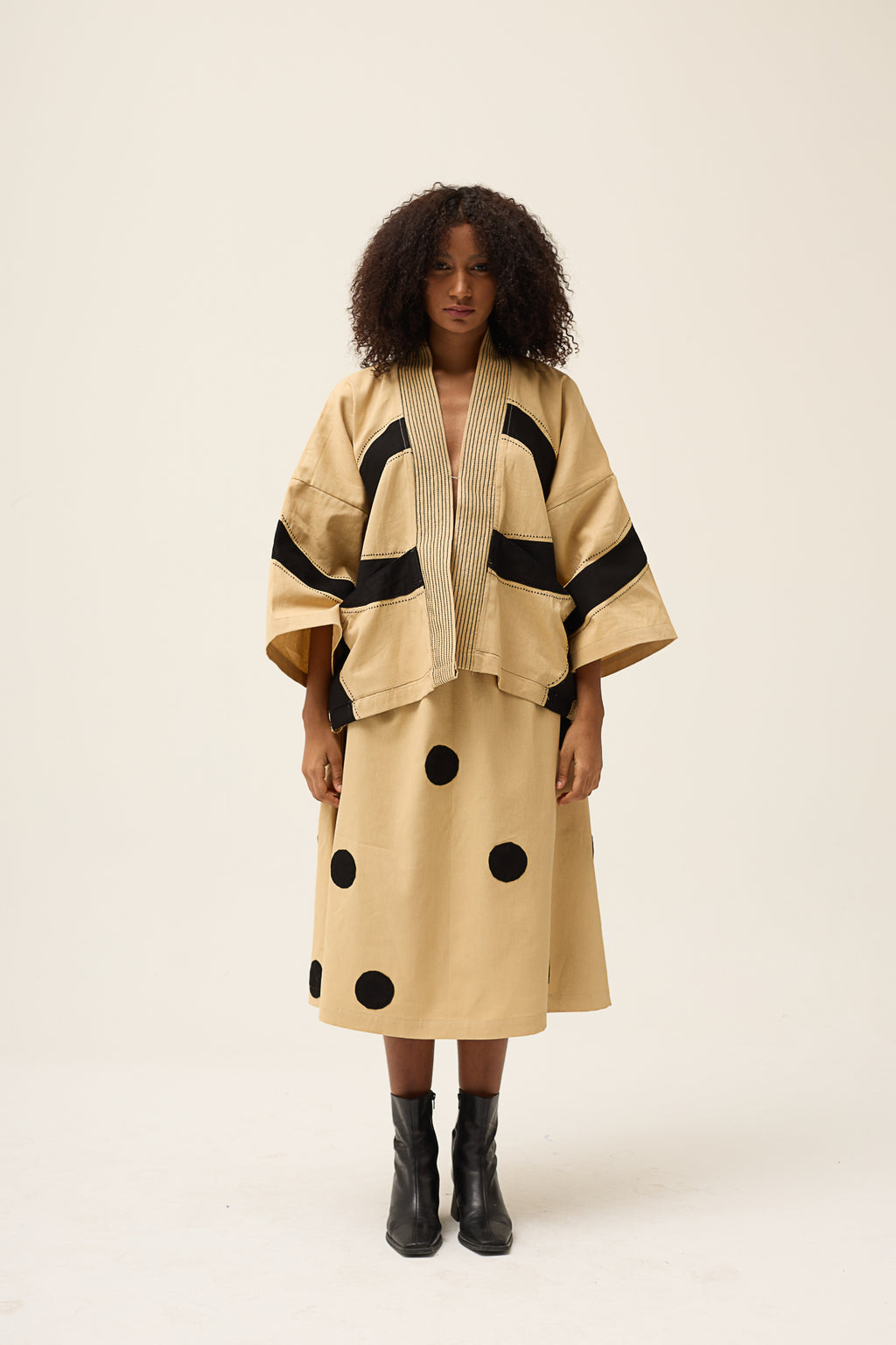 beige applique jacket