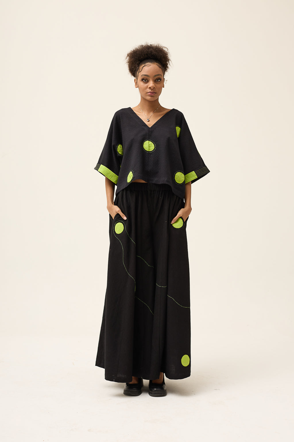 GREEN POLKA RINGA TOP