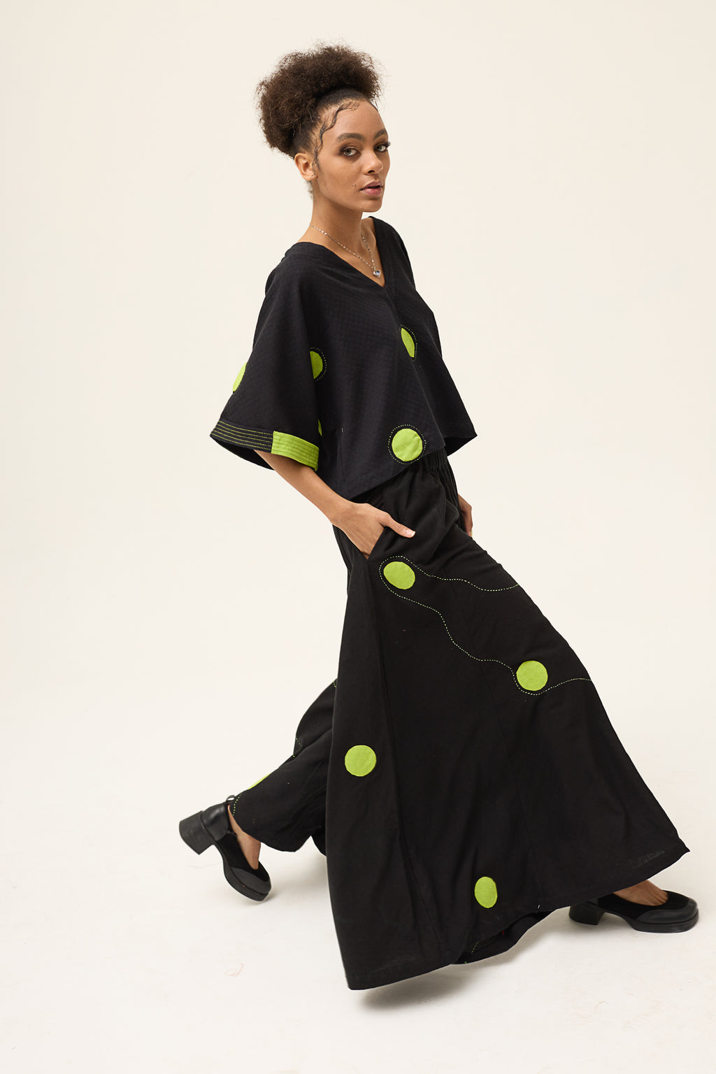 GREEN POLKA RINGA TOP