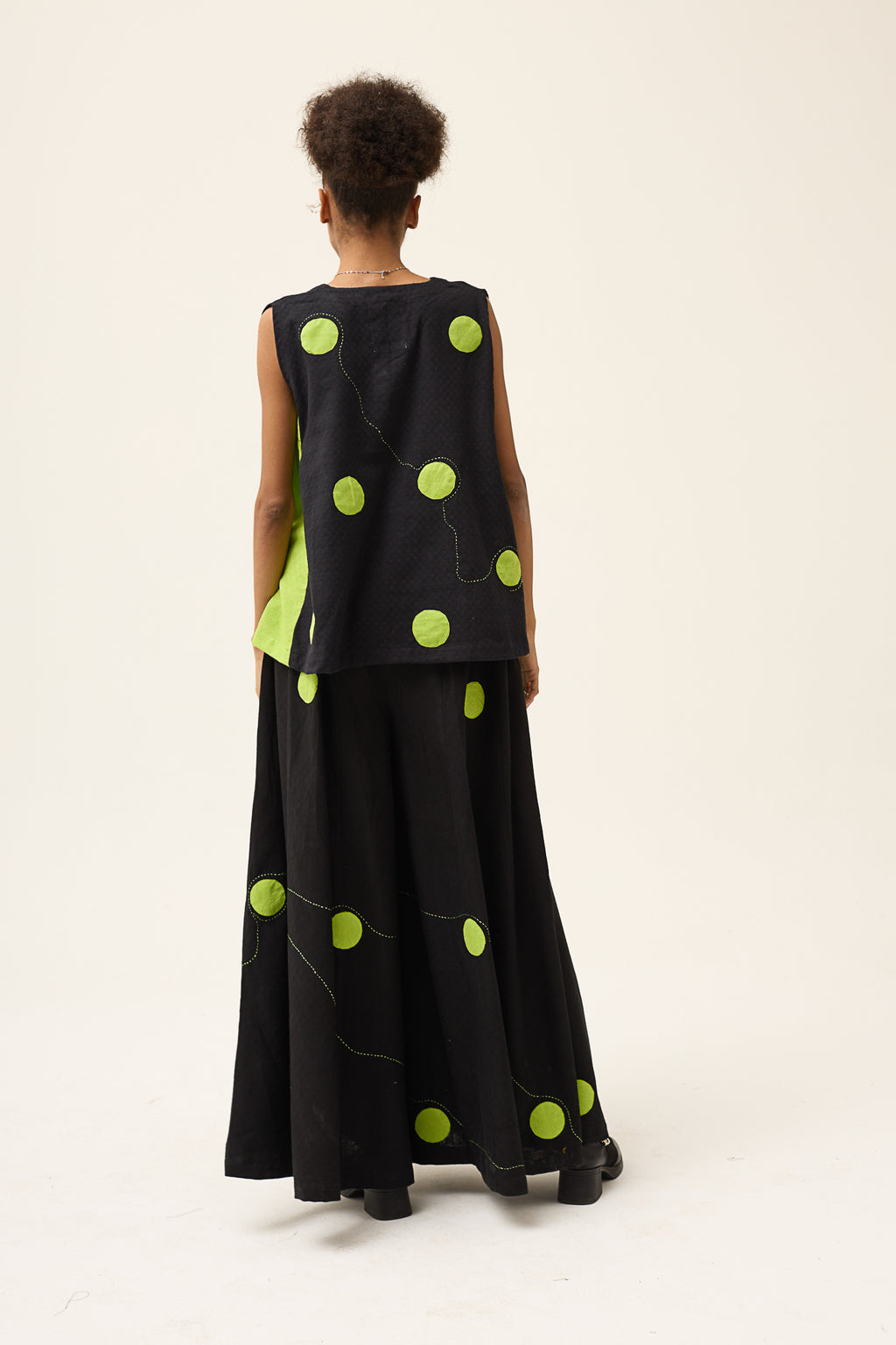 GREEN POLKA WISP TOP
