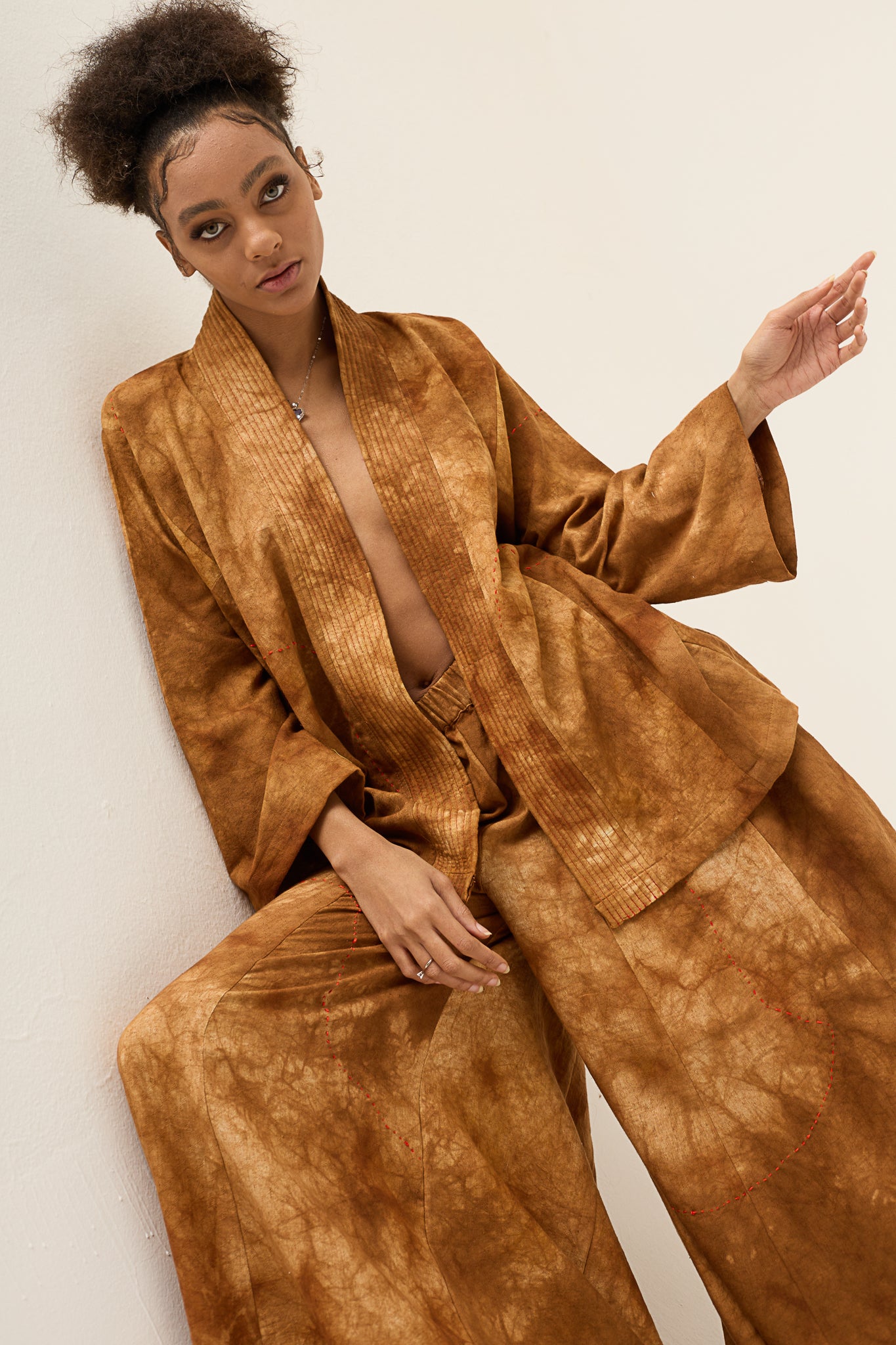 COFFEE DYED JACKET WITH PANTS