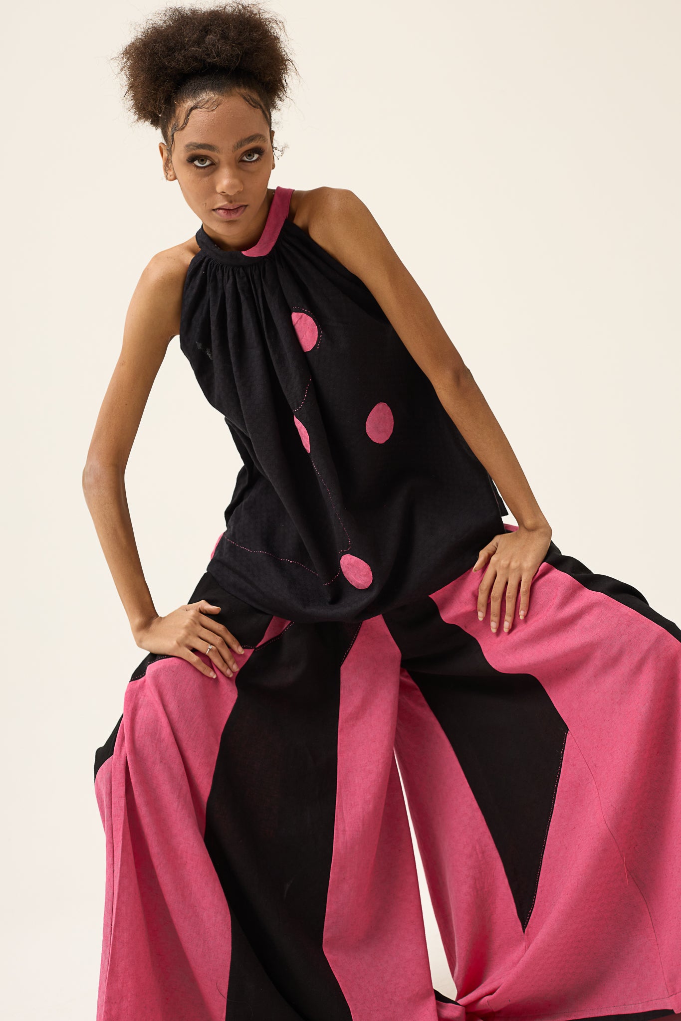 pink and black dresses