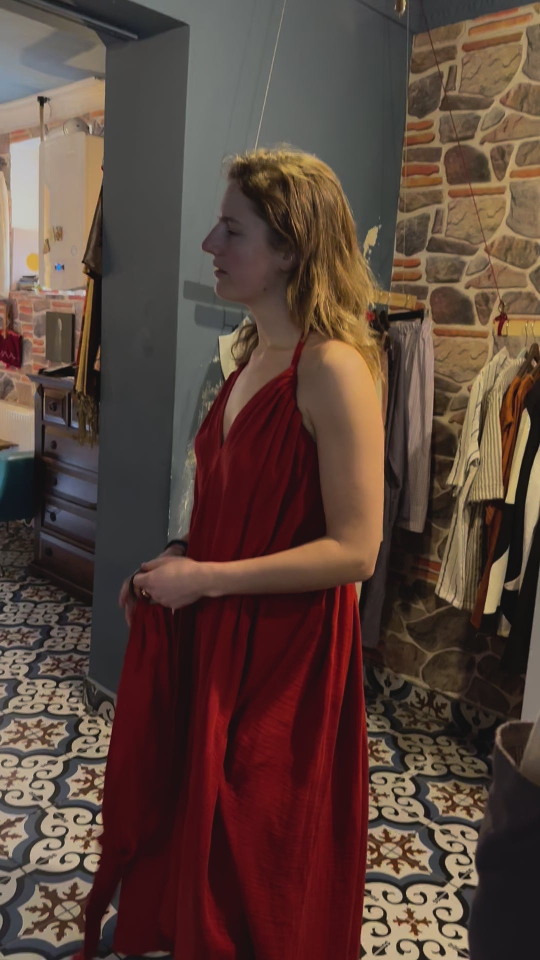 Red casual summer dress