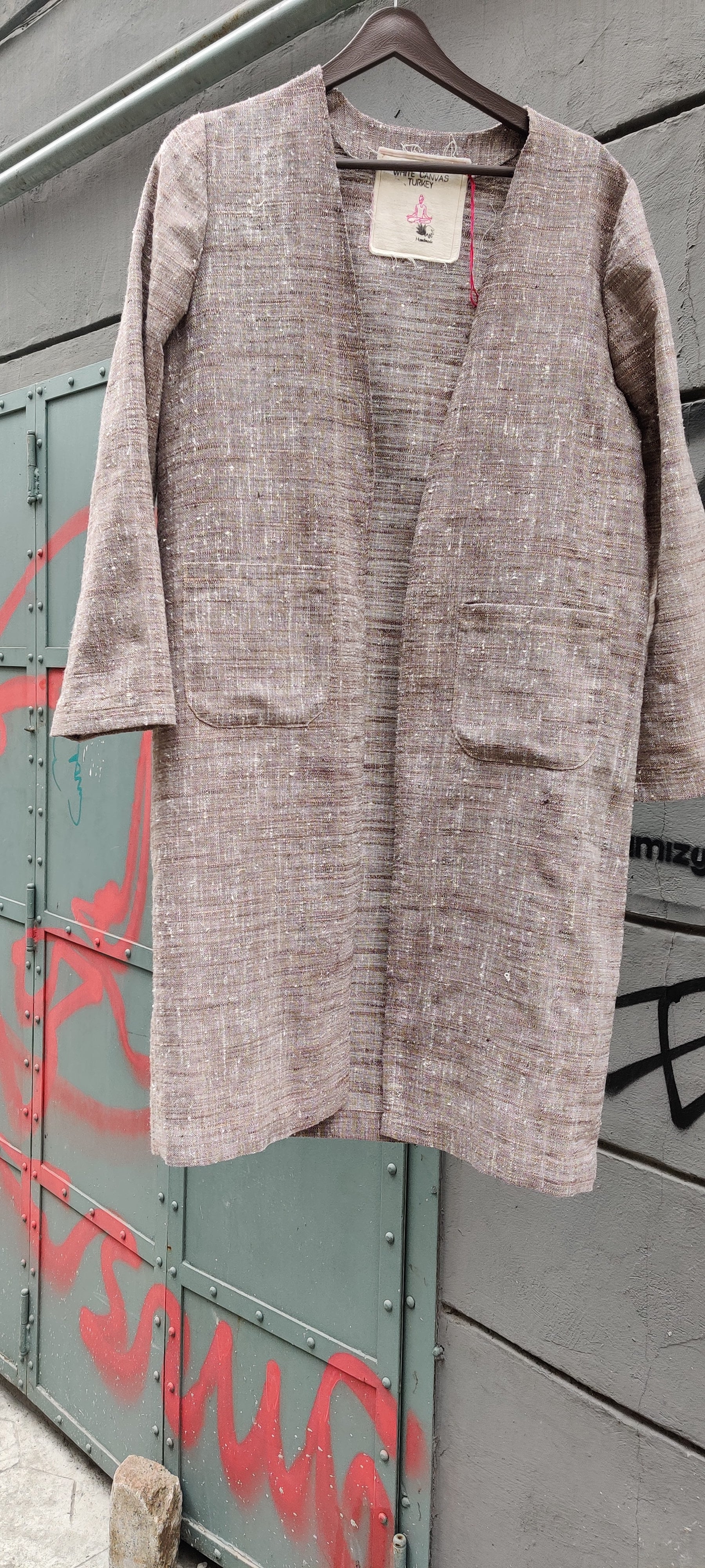 PURPLE WHITE SILK COTTON JACKET