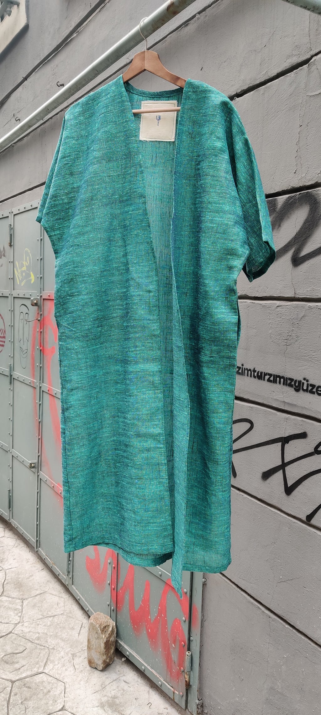 TEAL GREEN HANDWOVEN SILK COTTON