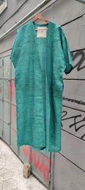 TEAL GREEN HANDWOVEN SILK COTTON