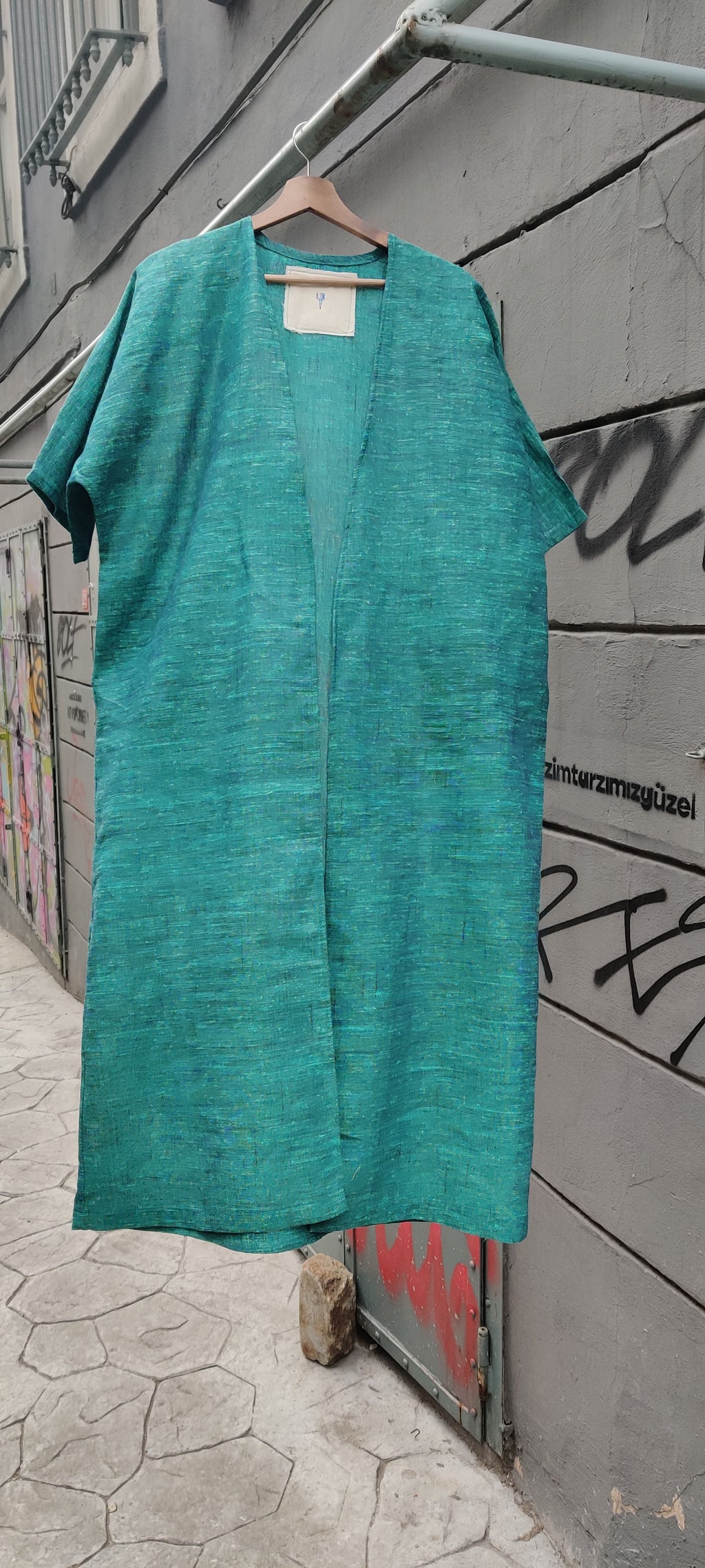 TEAL GREEN HANDWOVEN SILK COTTON
