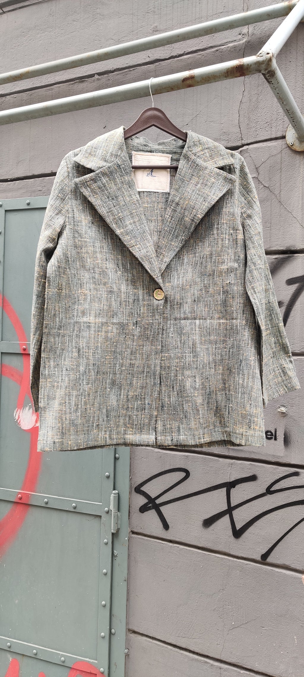 BLUE YELLOW SILK COTTON JACKET