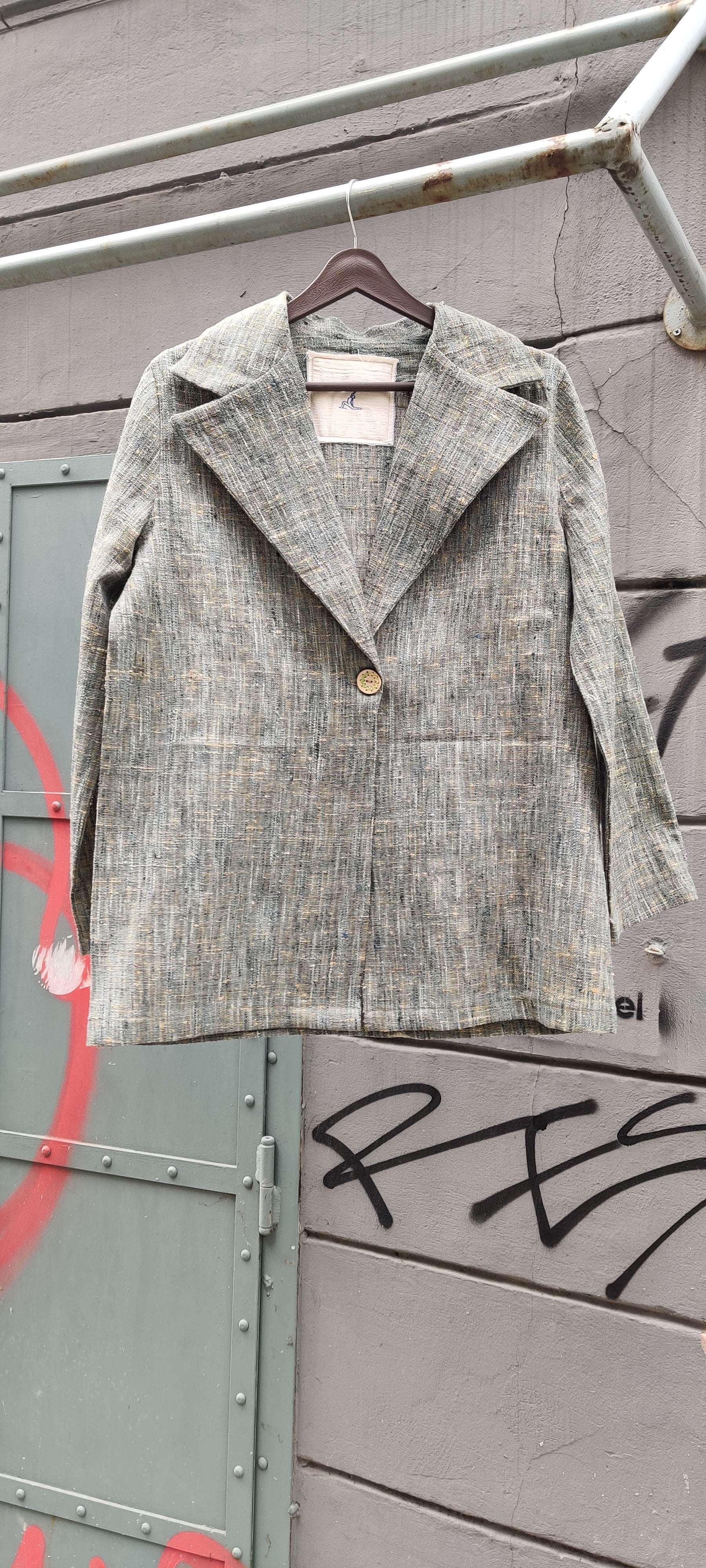 BLUE YELLOW SILK COTTON JACKET