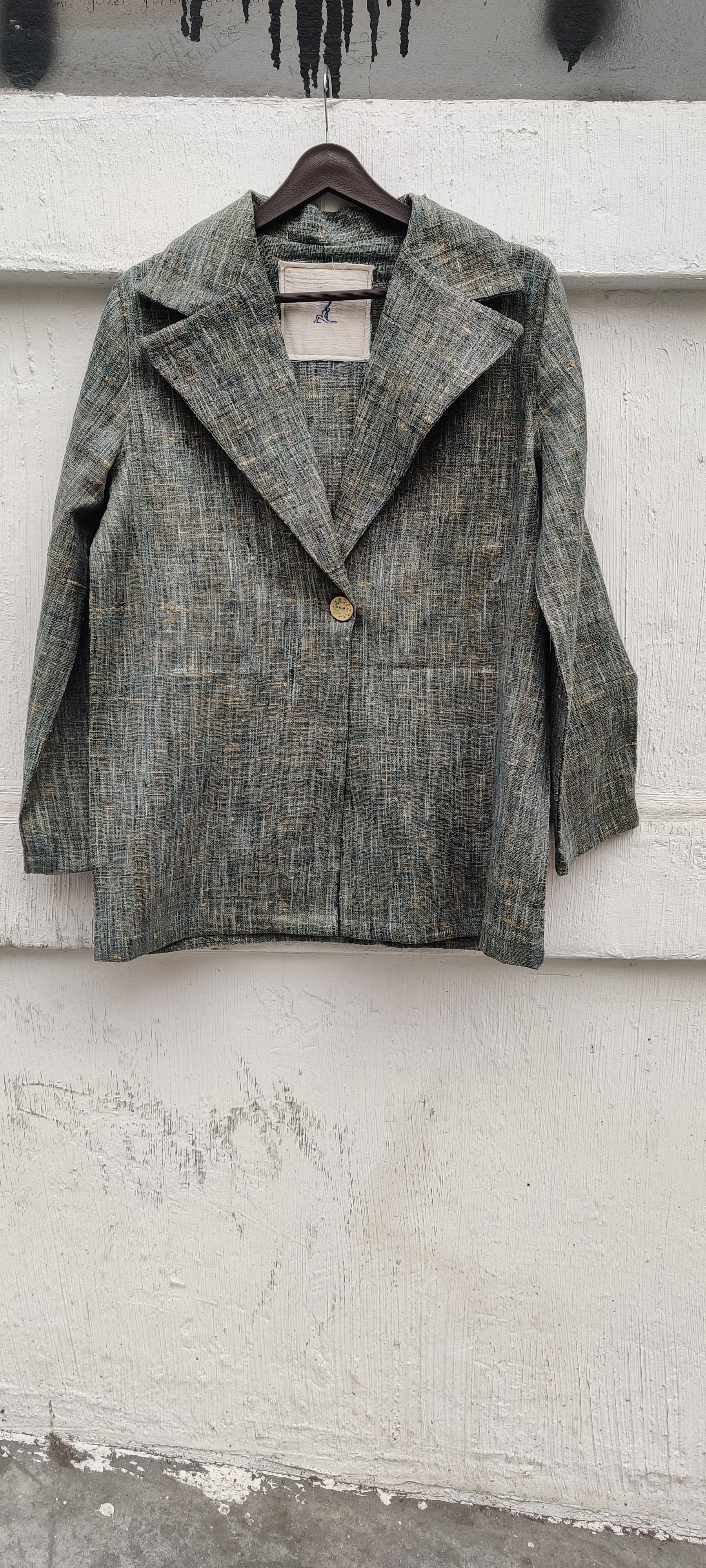 BLUE YELLOW SILK COTTON JACKET